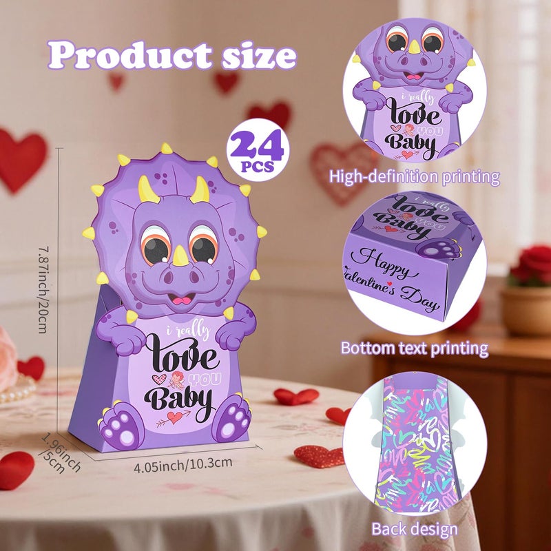 Nimbbex 24pcs Valentines Bags for Kids Class, 3D Shape Foldable Small Valentines Gift Bags, 8" X 4" X 2" Mini Valentines Bags For Classroom Exchanges, Birthday Parties - Image 3