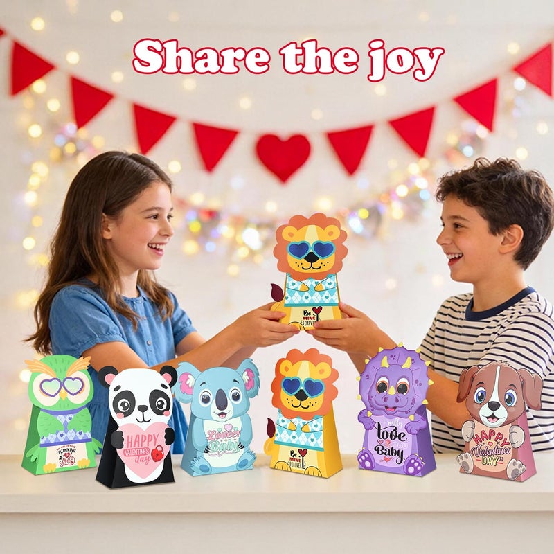 Nimbbex 24pcs Valentines Bags for Kids Class, 3D Shape Foldable Small Valentines Gift Bags, 8" X 4" X 2" Mini Valentines Bags For Classroom Exchanges, Birthday Parties - Image 2