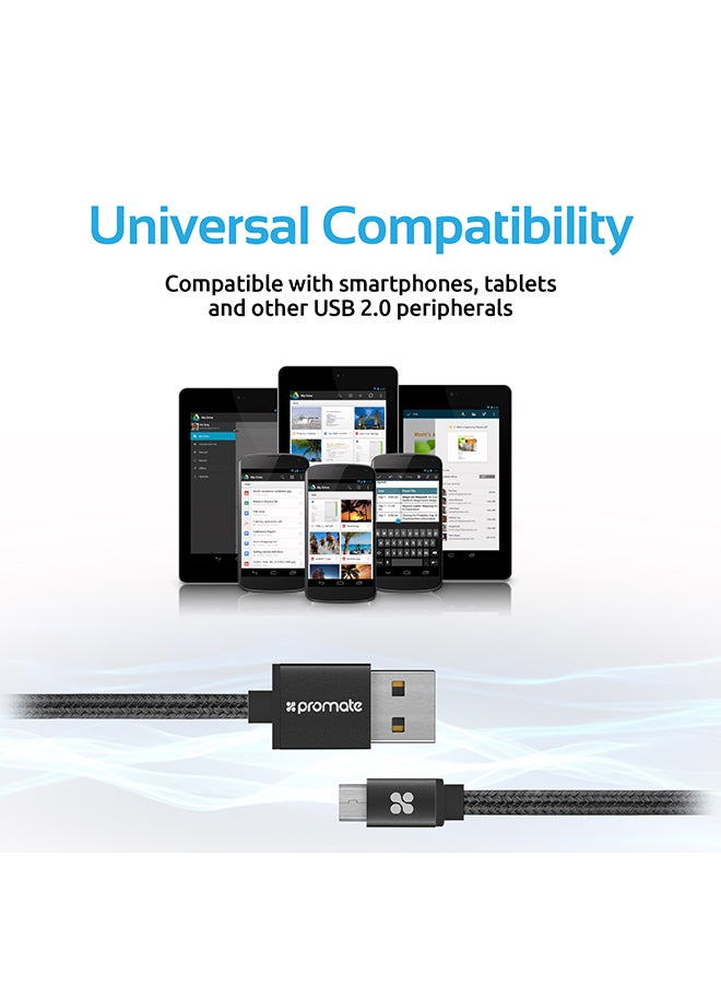 Promate Linkmate-U2M Micro Usb Cable - Black