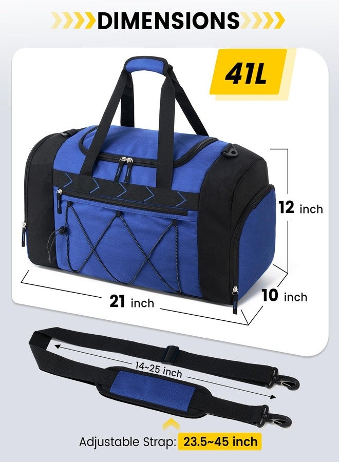 Vorspack Gym Bag for Men - 21 Inches Duffle Bag for Travel Water-resistant Travel Bag with Shoe Compartment Wet Pocket Duffel Bag for Gym Sports Travel Weekender Overnight - Blue - Image 2