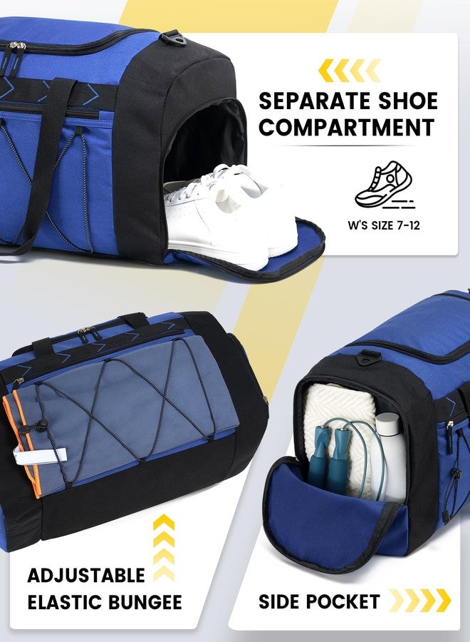 Vorspack Gym Bag for Men - 21 Inches Duffle Bag for Travel Water-resistant Travel Bag with Shoe Compartment Wet Pocket Duffel Bag for Gym Sports Travel Weekender Overnight - Blue - Image 4