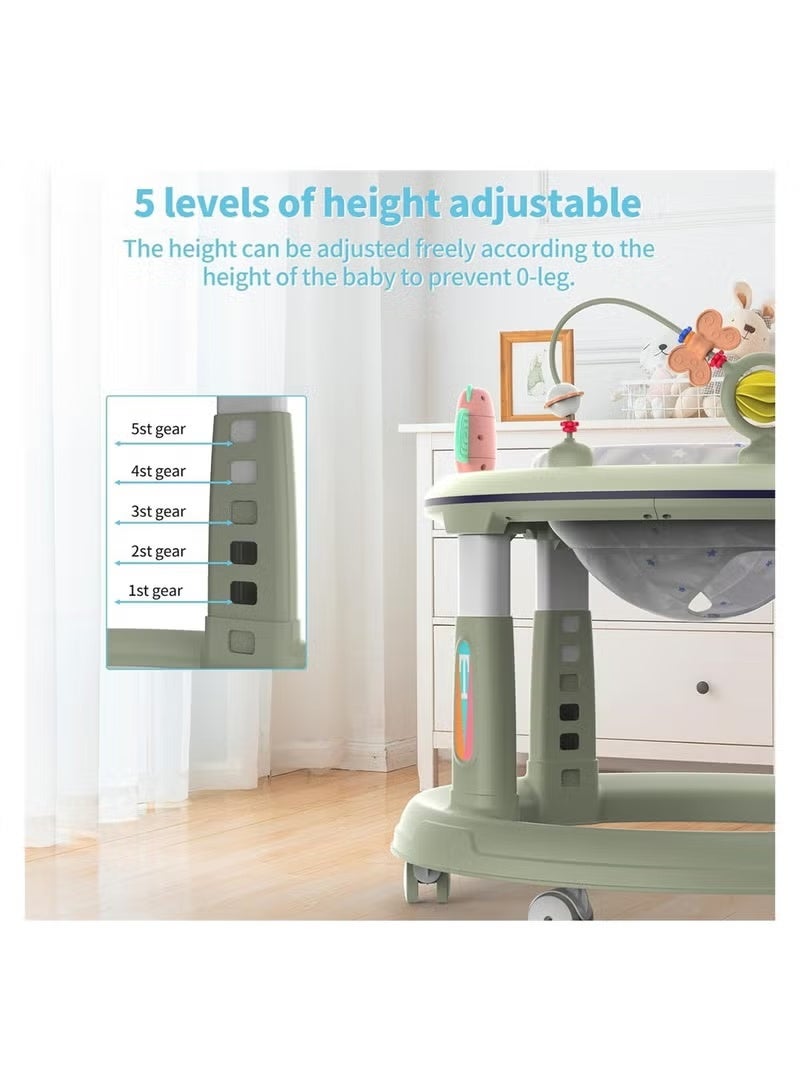 erorex Baby Walker with 5 Adjustable Heights, Anti-Rollover Walker, 360 Degree Swivel Seat, Music, Detachable Toys, Bounce Foot Pad, Baby Walkers and Activity Center for Boys Girls 6+ Months - Image 5