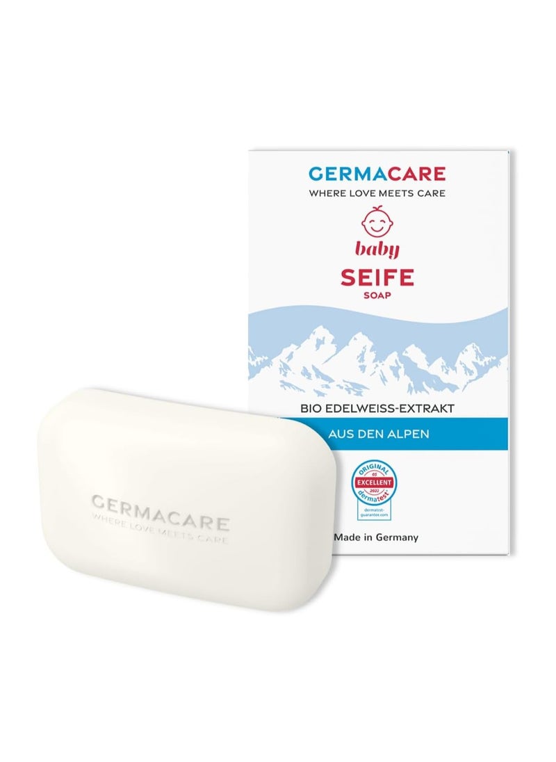 Germacare Natural Baby Soap, With Organic Edelweiss Extract From the Alps, Gentle and Nourishing, Free of Paraben & Allergen, A Neutral 5.5 pH, White, 100gm 
