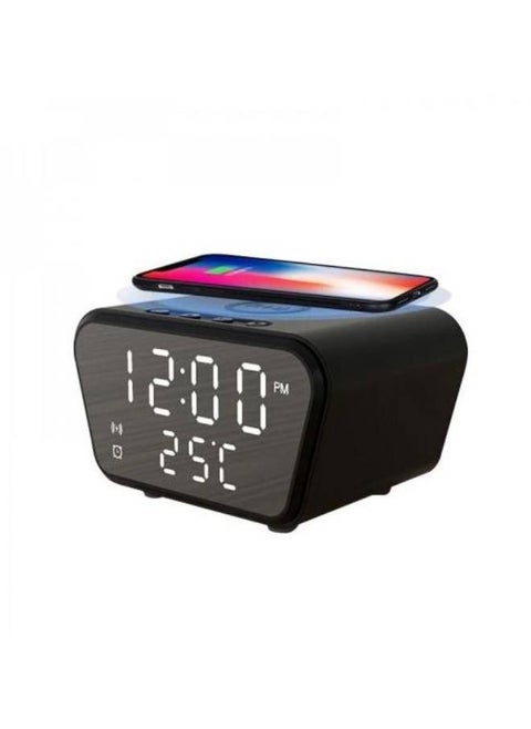 Alarm Clock Digital Charging Fast Qi Wireless 15W Temperature - 5 In 1 Black