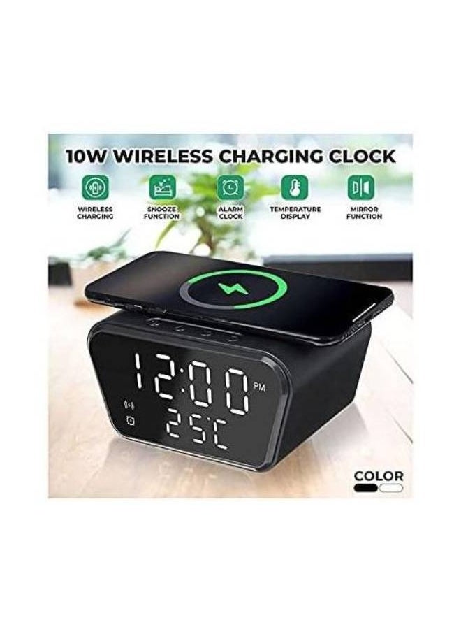 Generic - Alarm Clock Digital Charging Fast Qi Wireless 15W Temperature - 5 In 1 Black - Image 1