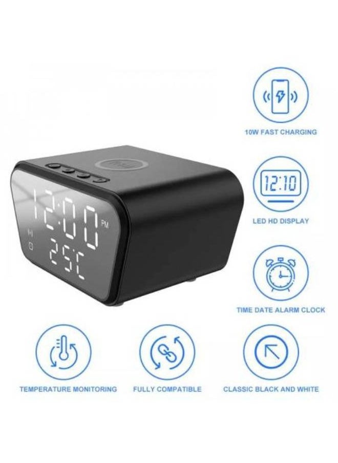 Generic - Alarm Clock Digital Charging Fast Qi Wireless 15W Temperature - 5 In 1 Black - Image 1