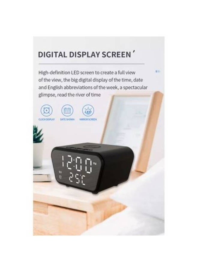 Generic - Alarm Clock Digital Charging Fast Qi Wireless 15W Temperature - 5 In 1 Black - Image 1