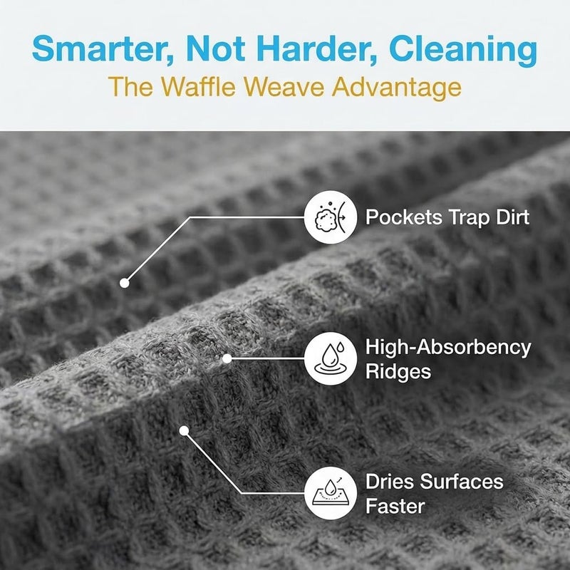 MIRACLEAN Waffle Weave Microfiber Cleaning Cloths, 12 x 12 inches, 6 Pack - Image 2
