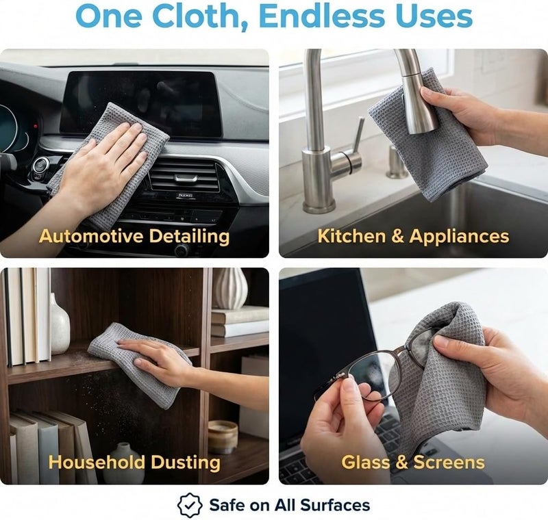 MIRACLEAN Waffle Weave Microfiber Cleaning Cloths, 12 x 12 inches, 6 Pack - Image 5