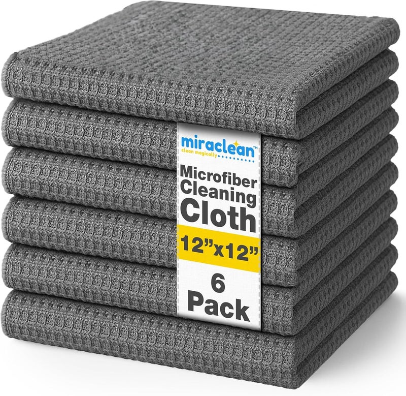 MIRACLEAN Waffle Weave Microfiber Cleaning Cloths, 12 x 12 inches, 6 Pack - Image 1
