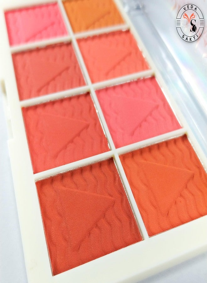 Bold Byte باليت أحمر خدود للوجه بثمانية ألوان | ملمس مخملي مطفي ولامع | بودرة أحمر خدود مقاومة للماء تدوم طويلاً، مثبتة بثلاث طبقات | مكياج وجه سهل الدمج وخفيف الوزن - Image 4