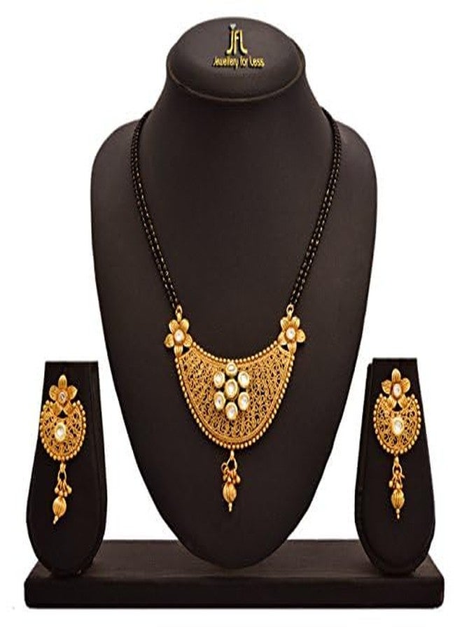 JFL - Traditional Ethnic One Gram Gold Plated Kundan Design Mangalsutra Set for Women (White),Valentine - Image 2