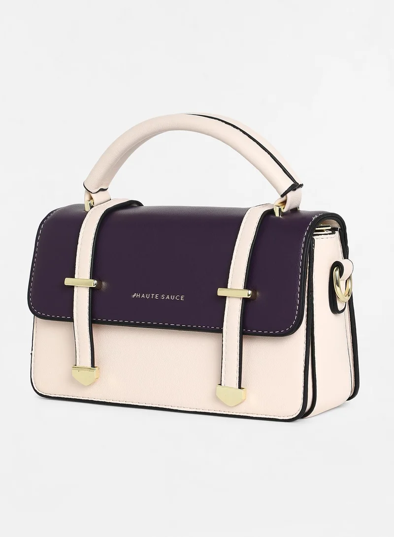 Haute Sauce Women's The Linea Hand Bag - Ivory White:Wine Red