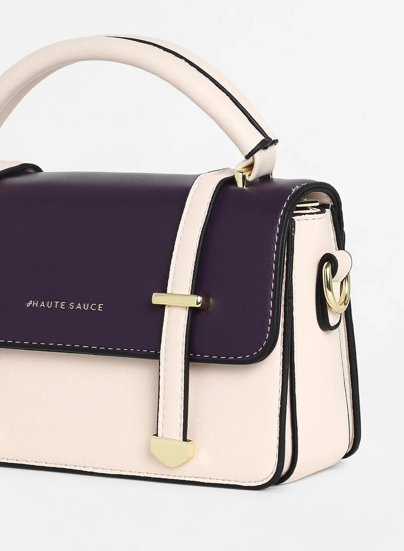 Haute Sauce Women's The Linea Hand Bag - Ivory White:Wine Red