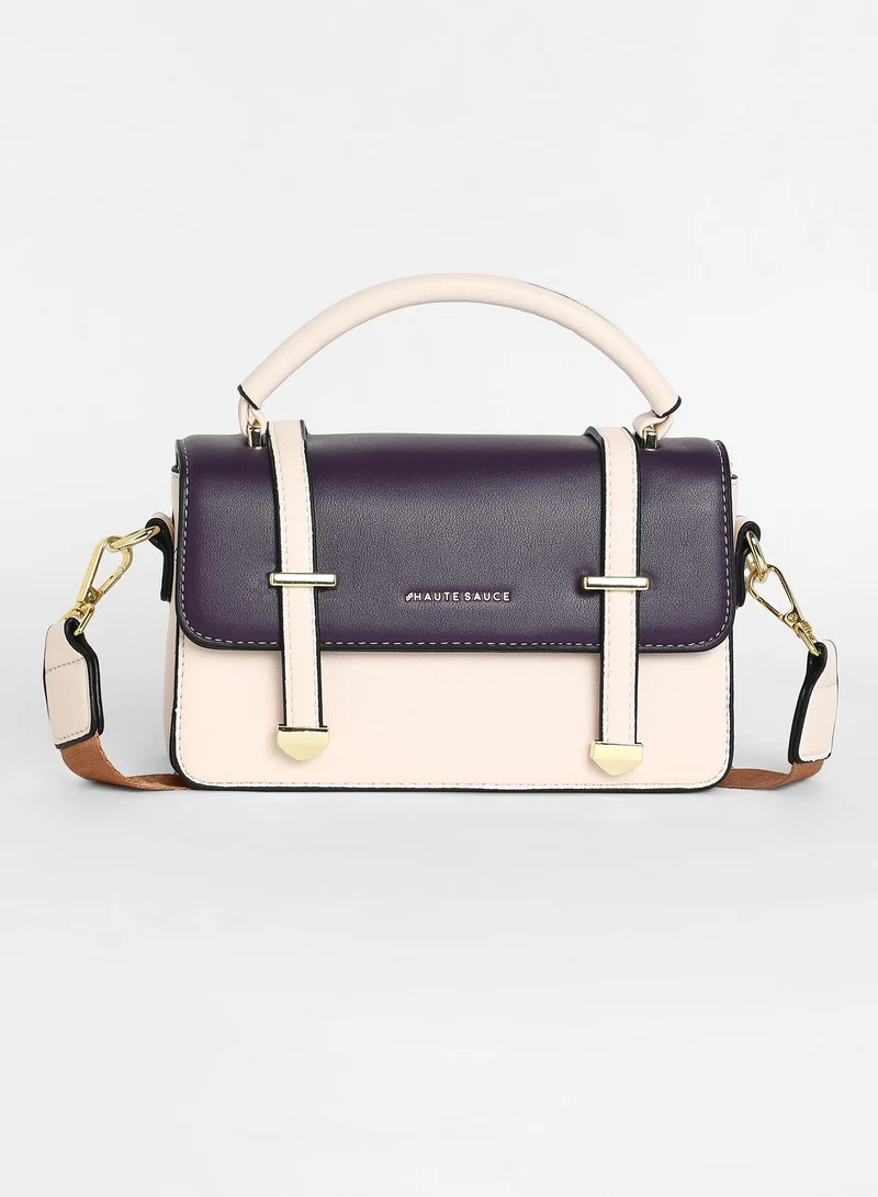 Haute Sauce Women's The Linea Hand Bag - Ivory White:Wine Red