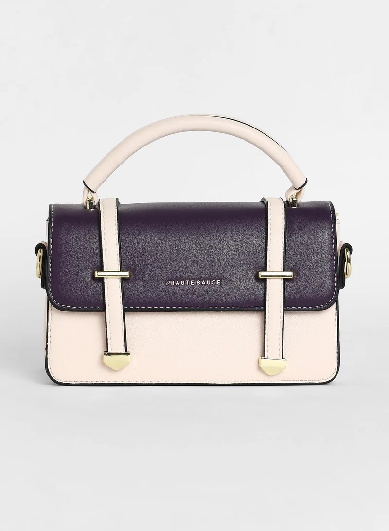 Haute Sauce Women's The Linea Hand Bag - Ivory White:Wine Red