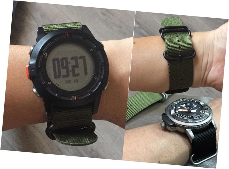 Nylon Watch Strap Webbing Band with Black Buckle Army Green for Men Women Military Outdoor Sports Replacement - Image 4