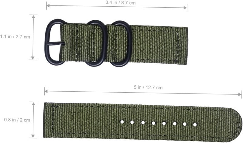 Nylon Watch Strap Webbing Band with Black Buckle Army Green for Men Women Military Outdoor Sports Replacement - Image 2