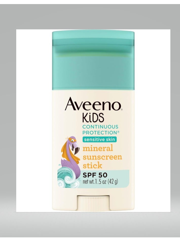 Aveeno Kids Continuous Protection Sensitive Skin Mineral SPF 50 Sunscreen Stick, 1.5 oz
