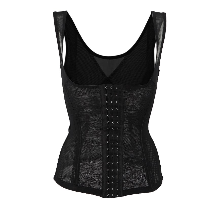 Waist Trainer L Black - Slim Waist Chest Support Breathable Comfortable Shapewear for Women Daily Wear Posture Correction - Image 1