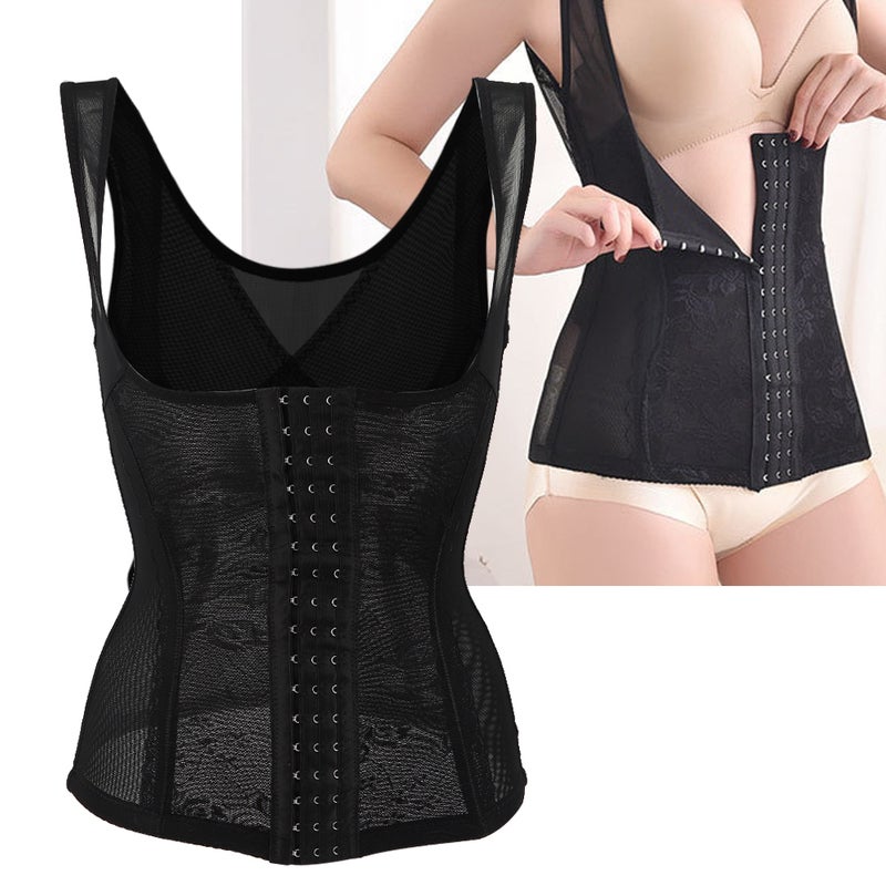 Waist Trainer L Black - Slim Waist Chest Support Breathable Comfortable Shapewear for Women Daily Wear Posture Correction - Image 5