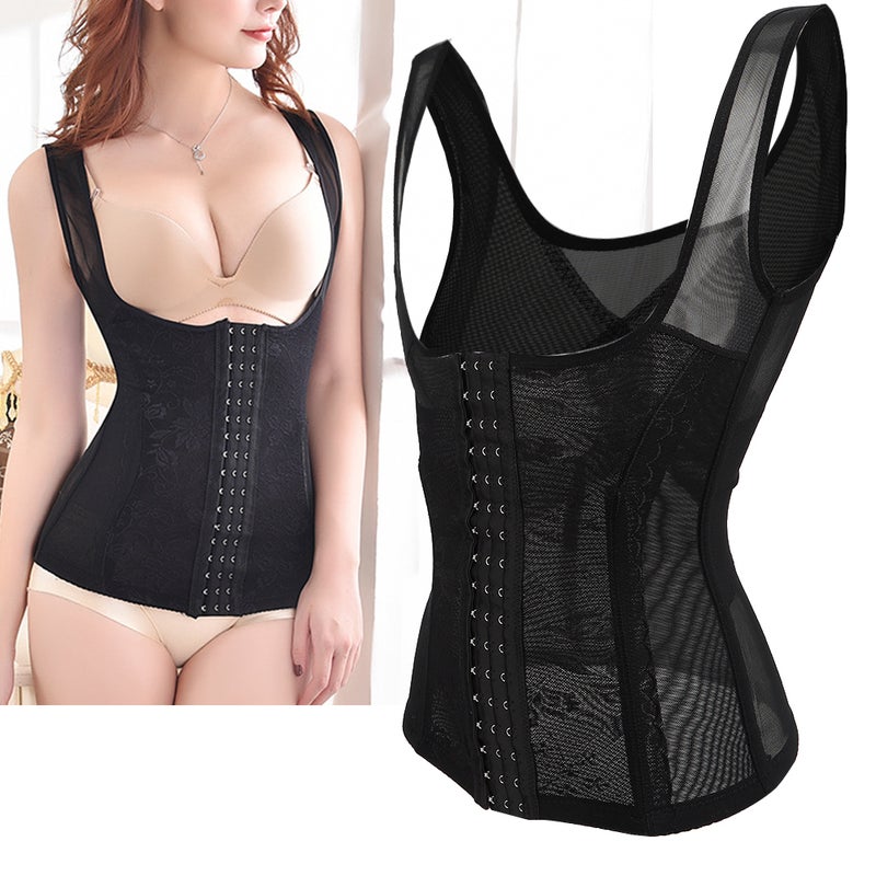 Waist Trainer L Black - Slim Waist Chest Support Breathable Comfortable Shapewear for Women Daily Wear Posture Correction - Image 4