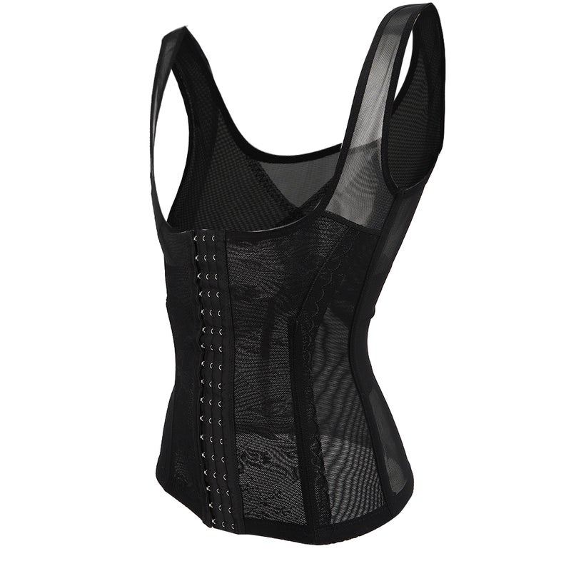 Waist Trainer L Black - Slim Waist Chest Support Breathable Comfortable Shapewear for Women Daily Wear Posture Correction - Image 2