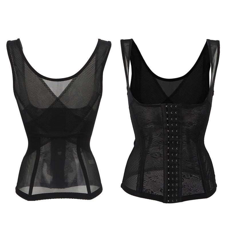 Waist Trainer L Black - Slim Waist Chest Support Breathable Comfortable Shapewear for Women Daily Wear Posture Correction - Image 3