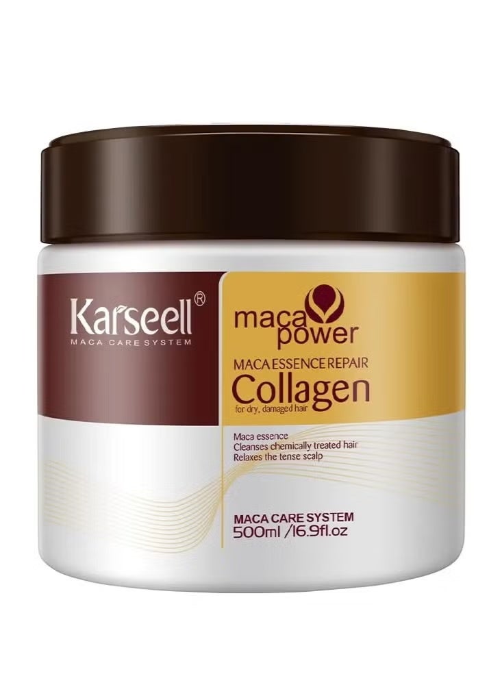 Karseell Collagen Hair Treatment Deep Repair Conditioning Argan Oil Collagen Hair Mask Essence for Dry Damaged Hair All Hair Types 500ml - Image 1