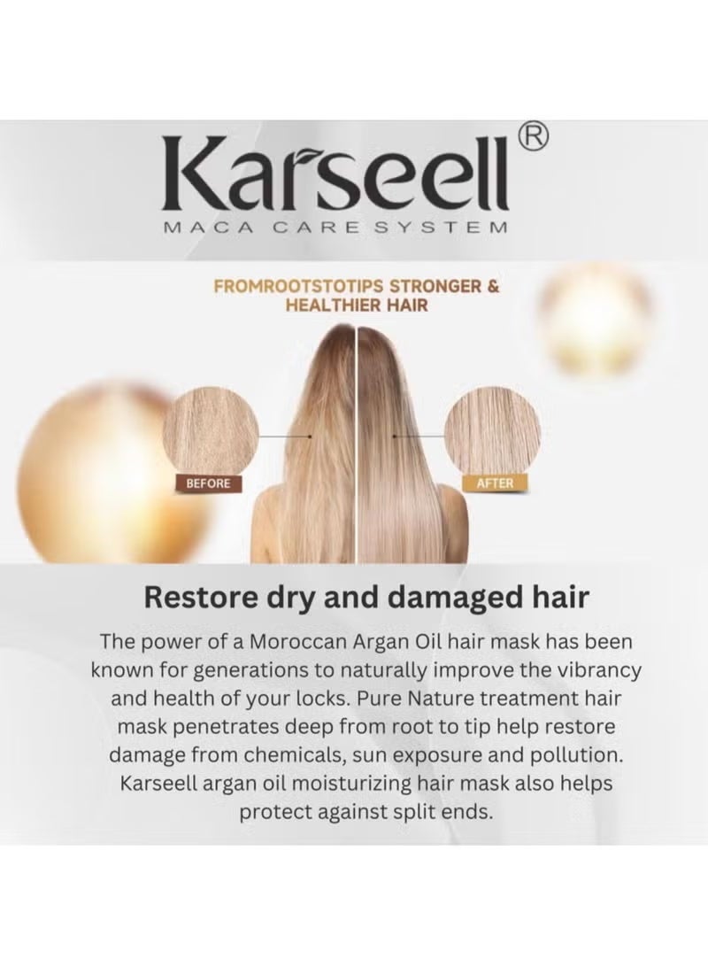 Karseell Collagen Hair Treatment Deep Repair Conditioning Argan Oil Collagen Hair Mask Essence for Dry Damaged Hair All Hair Types 500ml - Image 3
