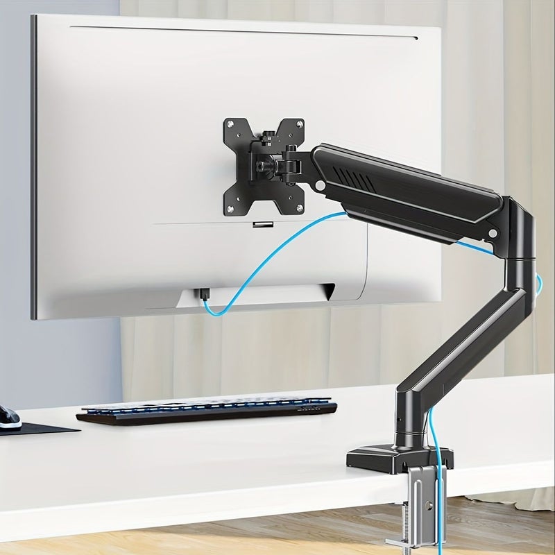 Adjustable Monitor Arm 13 32 Inch Black Single Gas Spring Stand with Full Motion Viewing Angle for Office Gaming Room Study and Cafe Max Load 19 84 LB VESA 8mm 10mm - Image 1