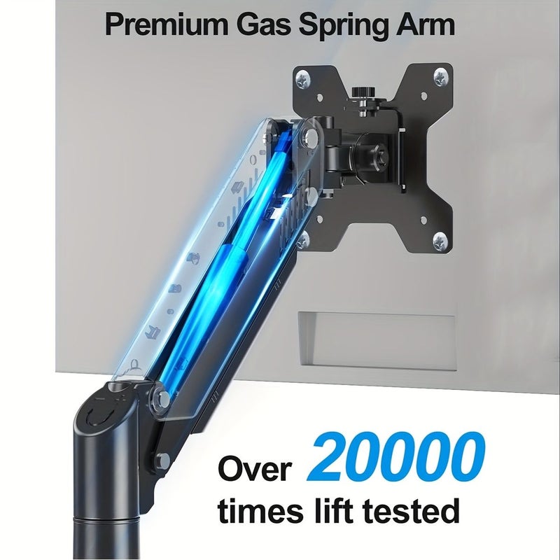 Adjustable Monitor Arm 13 32 Inch Black Single Gas Spring Stand with Full Motion Viewing Angle for Office Gaming Room Study and Cafe Max Load 19 84 LB VESA 8mm 10mm - Image 5