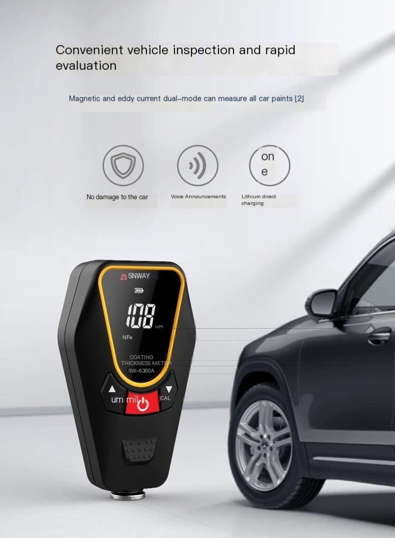 SNDWAY Paint Thickness Gauge for Cars, Coating Thickness Gauge Meter Handheld with Backlight LCD, Measuring Range 0~1200μm, Resolution 0.01μm, Fe/NFe Automatic Detection, µm/mils, Auto Off - Image 5