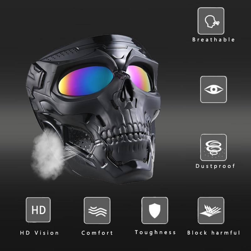 CROSSBODY Airsoft Skull Mask Full Face Tactical Masks with PC Lens Eye Protection for Paintball Halloween Scary Masks,Motorcycle Goggles Racing Combat Tactical Goggles - Image 4