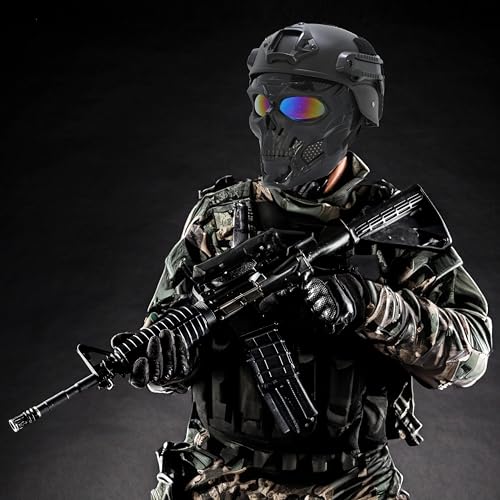 CROSSBODY Airsoft Skull Mask Full Face Tactical Masks with PC Lens Eye Protection for Paintball Halloween Scary Masks,Motorcycle Goggles Racing Combat Tactical Goggles - Image 2