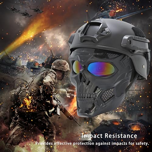 CROSSBODY Airsoft Skull Mask Full Face Tactical Masks with PC Lens Eye Protection for Paintball Halloween Scary Masks,Motorcycle Goggles Racing Combat Tactical Goggles - Image 3