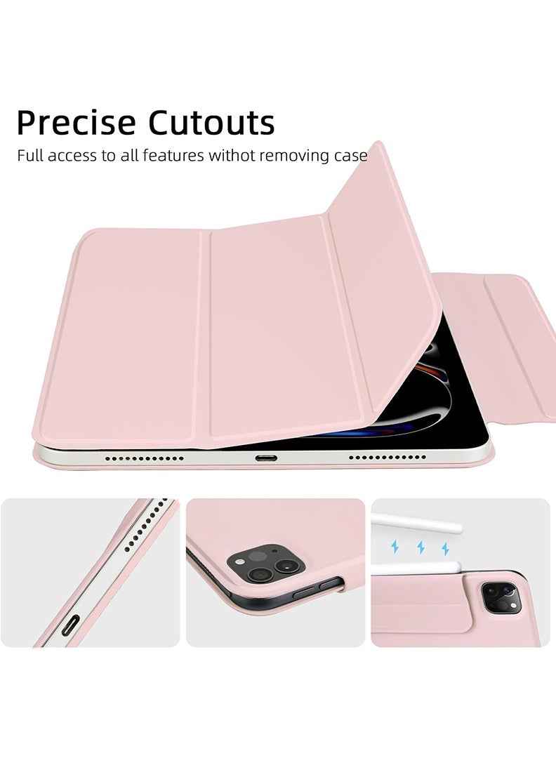ثيودور جراب مغناطيسي رفيع لجهاز iPad Pro مقاس 13 بوصة (M5 2025 / M4 2024) - غطاء ثلاثي الطي لجهاز iPad Pro مقاس 13 بوصة مع حامل قلم، خاصية التشغيل/الإيقاف التلقائي، جراب واقٍ متين - وردي - Image 5