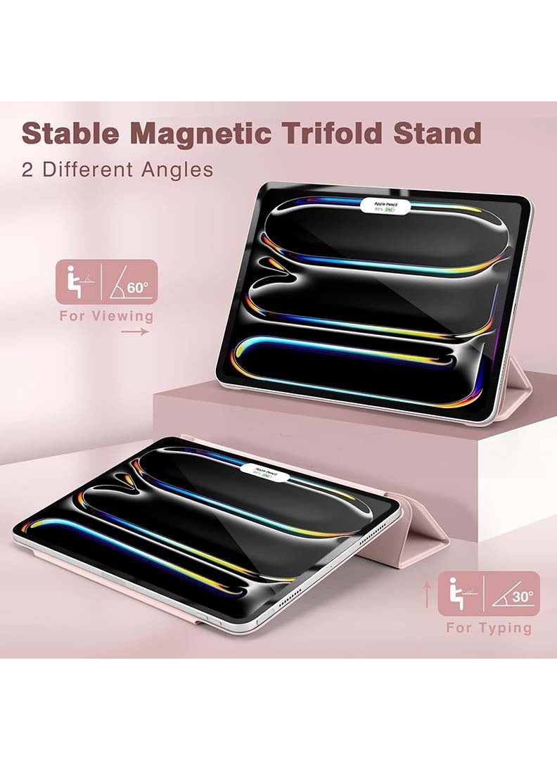 ثيودور جراب مغناطيسي رفيع لجهاز iPad Pro مقاس 13 بوصة (M5 2025 / M4 2024) - غطاء ثلاثي الطي لجهاز iPad Pro مقاس 13 بوصة مع حامل قلم، خاصية التشغيل/الإيقاف التلقائي، جراب واقٍ متين - وردي - Image 4