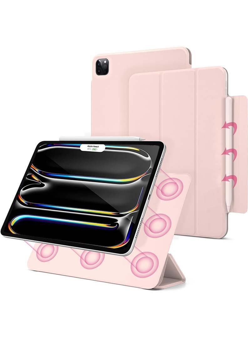 ثيودور جراب مغناطيسي رفيع لجهاز iPad Pro مقاس 13 بوصة (M5 2025 / M4 2024) - غطاء ثلاثي الطي لجهاز iPad Pro مقاس 13 بوصة مع حامل قلم، خاصية التشغيل/الإيقاف التلقائي، جراب واقٍ متين - وردي - Image 1