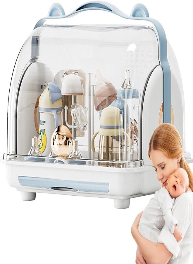 KEYOZA رف تجفيف زجاجات الأطفال من كيوزا مع غطاء، مقاوم للغبار، محمول، بلاستيك، عصري، 30 × 36 × 29 سم، زجاجات - Image 1