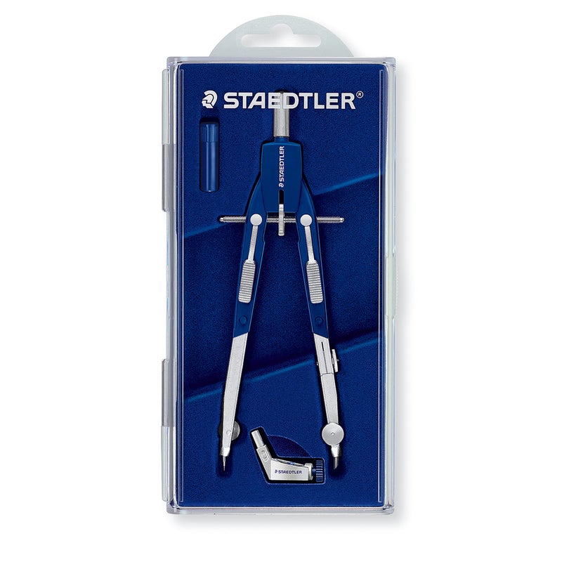 STAEDTLER Comfort Metal Quick Setting 6" Compass 2 Piece Set: Universal Adapter, Push-Button Mechanism & Extra Leads - Draws Circles up to 350mm - Image 4