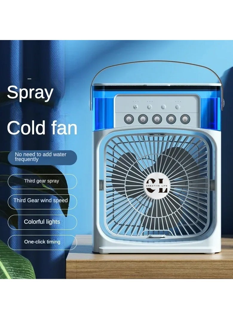 CREATIVE LIFE - Desktop Spray Mist Fan Air Conditioners Work With USB Cable Electric Fan LED Water Mist Fan 3 In 1 Air Humidifier For Home - Image 1