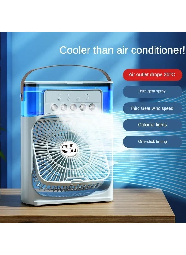 CREATIVE LIFE - Desktop Spray Mist Fan Air Conditioners Work With USB Cable Electric Fan LED Water Mist Fan 3 In 1 Air Humidifier For Home - Image 1