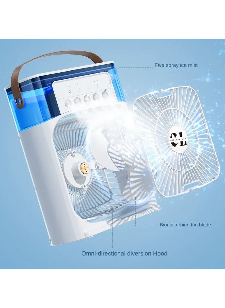 CREATIVE LIFE - Desktop Spray Mist Fan Air Conditioners Work With USB Cable Electric Fan LED Water Mist Fan 3 In 1 Air Humidifier For Home - Image 1