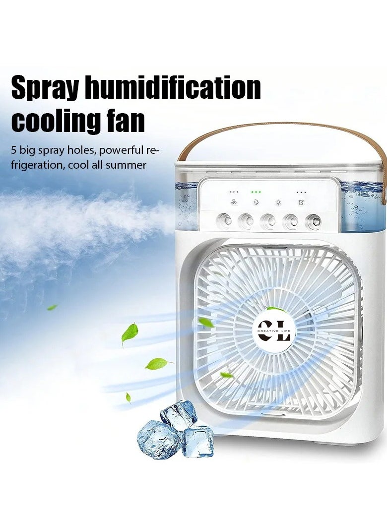 CREATIVE LIFE - Desktop Spray Mist Fan Air Conditioners Work With USB Cable Electric Fan LED Water Mist Fan 3 In 1 Air Humidifier For Home - Image 1