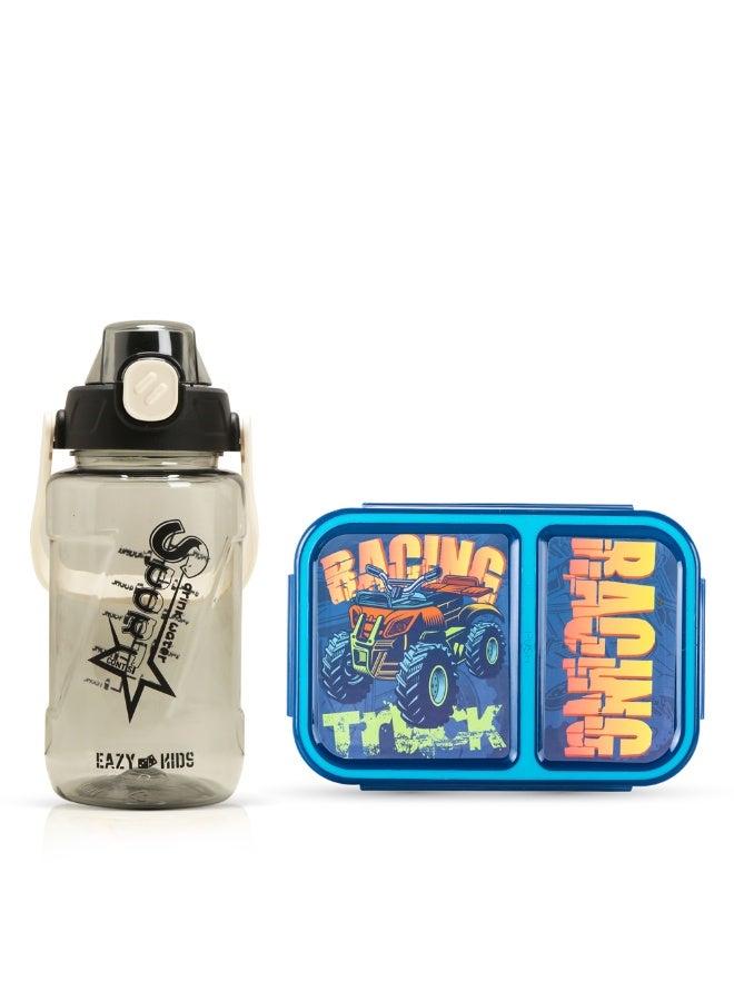 Nova Kids 2 Compartment Bento Lunch Box w/ Water Bottle - Racer Blue - Image 1