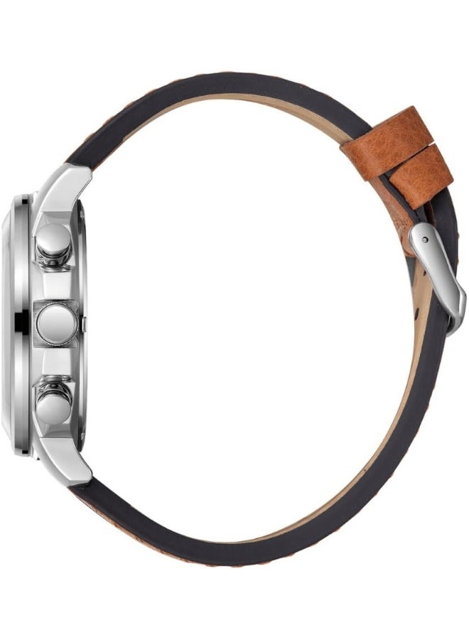 سلازنجر ساعة سلازينجر للرجال، عرض متعدد الوظائف وسوار جلدي - جملي - Image 3