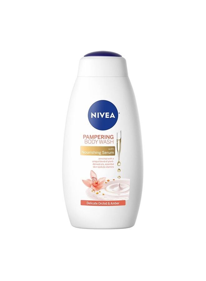 Nivea Delicate Orchid and Amber Body Wash with Nourishing Serum, 20 Fl Oz Bottle - Image 1