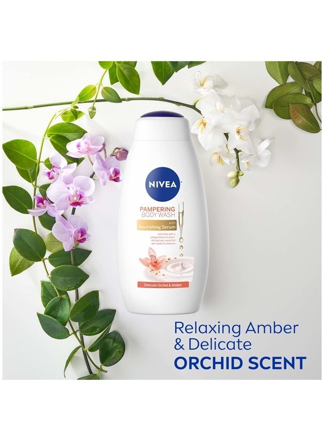 Nivea Delicate Orchid and Amber Body Wash with Nourishing Serum, 20 Fl Oz Bottle - Image 4