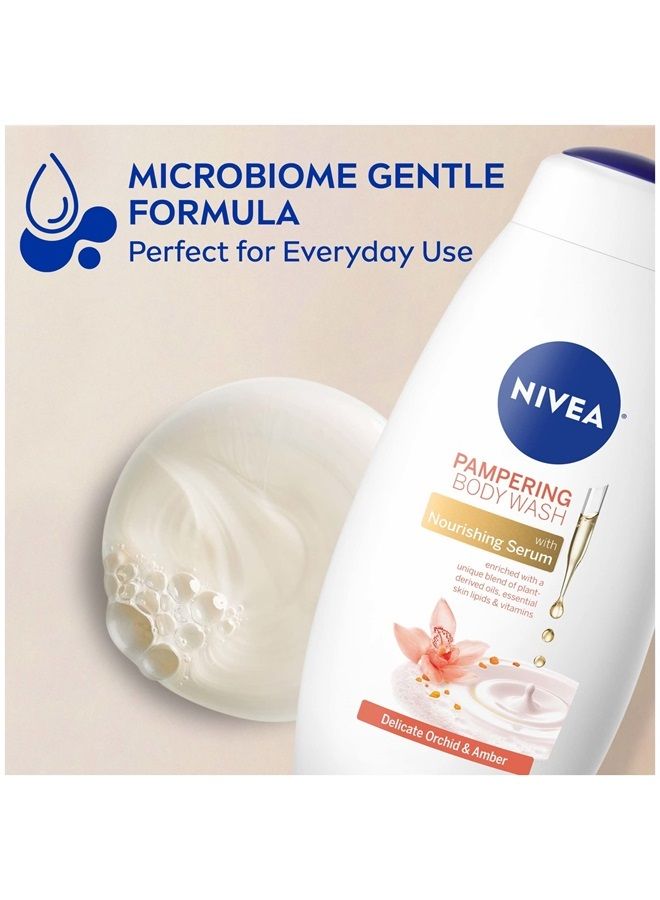 Nivea Delicate Orchid and Amber Body Wash with Nourishing Serum, 20 Fl Oz Bottle - Image 2